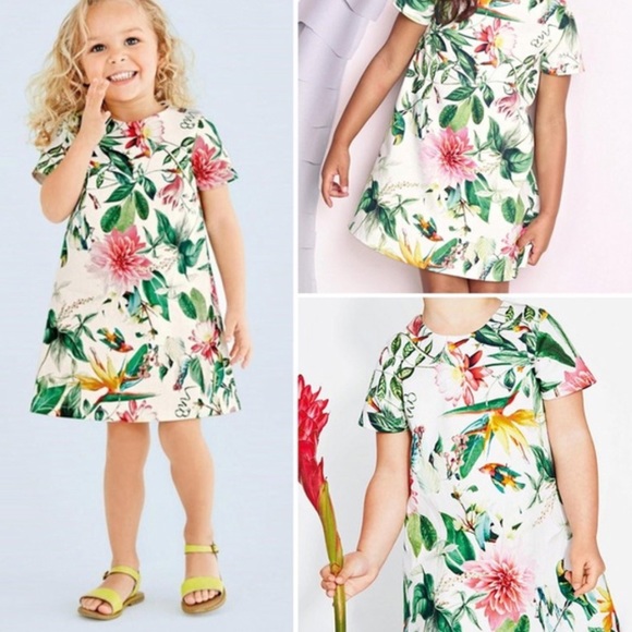 👧🏼🆕 girls tropical shift dress short sleeve - Picture 3 of 6